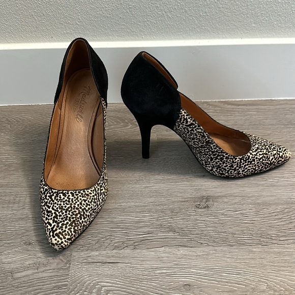 Madewell Shoes - Madewell Leopard Print Pointed-Toe Pumps with Black Heel